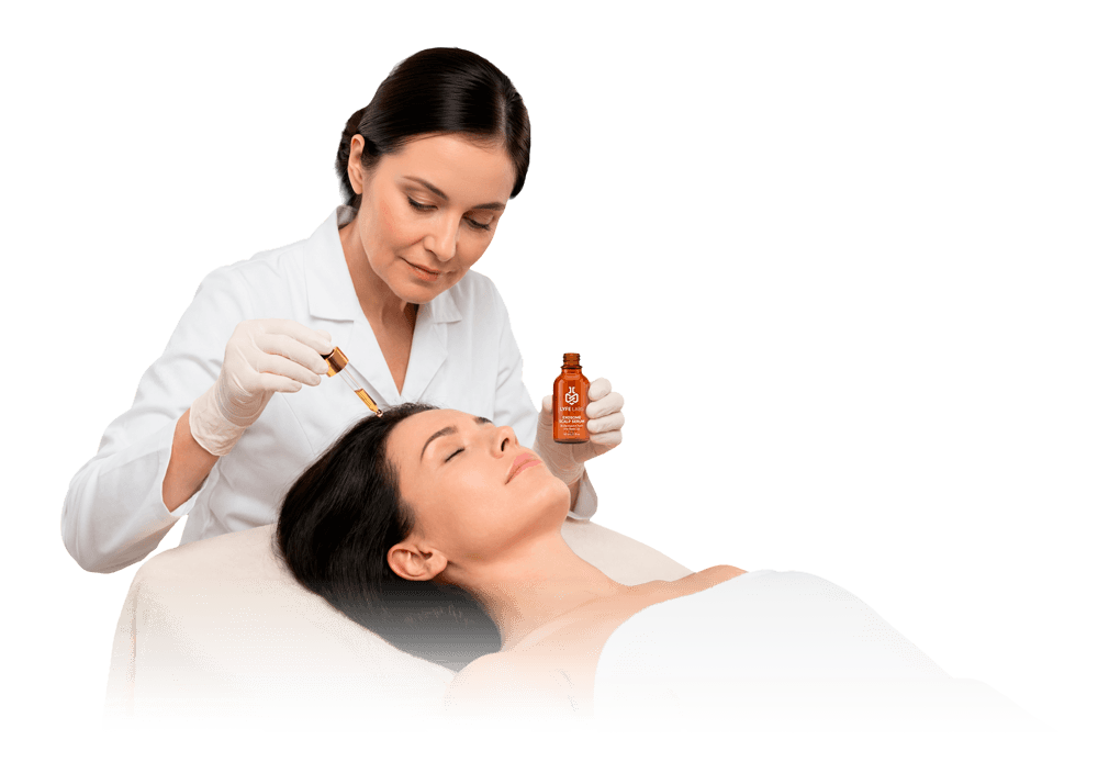 Clinician applying serum